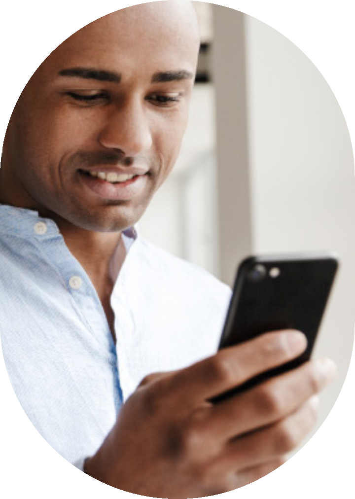 man looking at phone